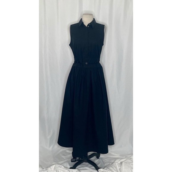 NWT!! J. CREW Fitted-Waist Shirtdress Cotton Poplin Midi Solid Black Size 8 - Picture 3 of 15